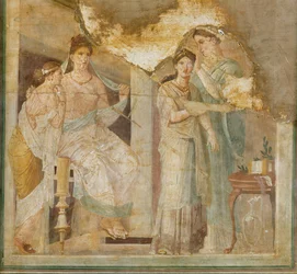 Pompejanische Damen mit ihrer Sklavenfriseurin