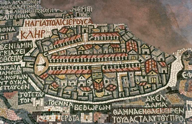 Die Madaba-Karte, ein Mosaik auf dem Boden der St. Georgs-Kirche