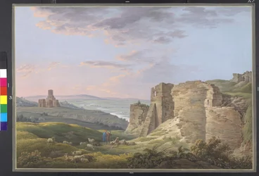 Ansicht der Burg von Suczawa in der Bukowina, Bezirk Czernowitz