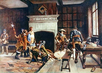 Oliver Cromwell (1599-1658) im Blue Boar in Holborn, Illustration aus 