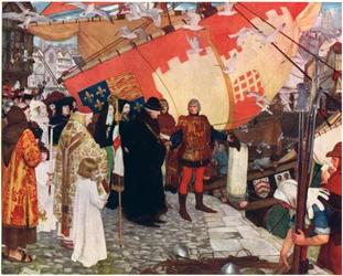 Die Abreise von John und Sebastian Cabot aus Bristol im Jahr 1497, ca. 1900-1930