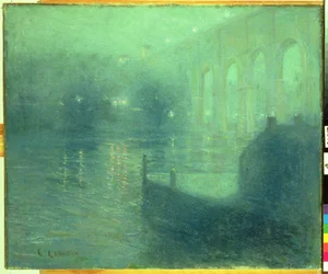 Harlem River bei Nacht, Blaue Reflexion