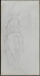 Skizzenbuch, Seite 19: Studie einer Figur auf einem Pferd von hinten gesehen