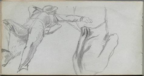 Skizzenbuch, Seite 58: Liegende Figur und Figur von hinten