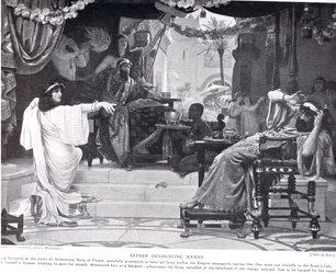 Esther denunziert Haman, Illustration aus 