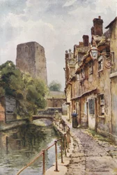 Fisher Row und Überreste von Oxford Castle