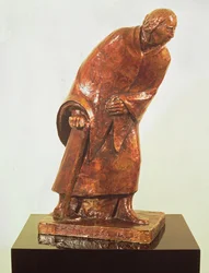 Alte Frau mit Gehstock