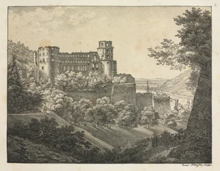 Sechs Ansichten des Heidelberger Schlosses: Richtung Nordosten