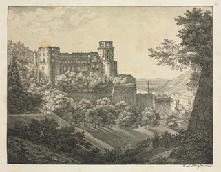 Sechs Ansichten des Heidelberger Schlosses: Richtung Nordosten, 1820