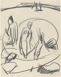 Drei Badende im Meer, ca. 1914
