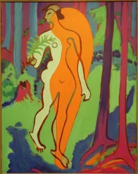 Akt in Orange und Gelb