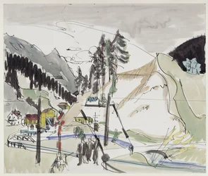 Bahnübergang (Frauenkirch mit Blick auf die Kiesgrube Wildboden)
