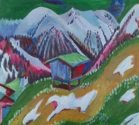 Berglandschaft mit Alphütte