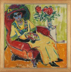Bildnis Dodo (Sitzende Dame) Rückseite: Maskenball (Masken auf der Straße)