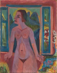 Nackte Frau am Fenster