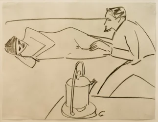 Ohne Titel (Liegende Fränzi im Gespräch mit Erich Heckel)