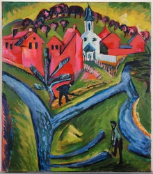 Dorf mit blauen Straßen