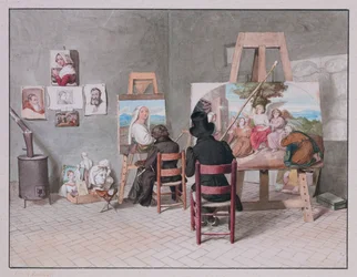 Bernhard Neher und Erwin Speckter in ihrem Atelier in Rom