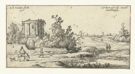 Landschaft mit Ruine eines römischen Tempels