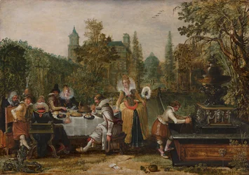 Fröhliche Gesellschaft in einem Park