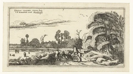 Reiter und Spaziergänger auf einem Weg bei Lisse