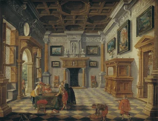 Prächtiges Renaissance-Interieur mit Tric-Trac-Spielern