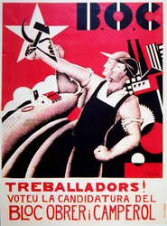 Wahlplakat für Bloc Obrer i Camperol (BLOC) ca. 1935