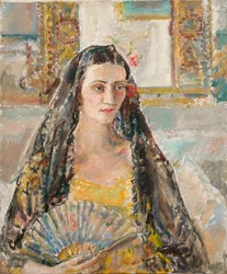 Dame mit einem Fächer, ausgestellt 1926