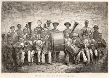 Kinderorchester in Gabun, 1876