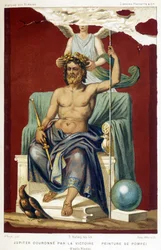 Jupiter (Zeus) gekrönt von Victoria - nach einem Fresko von Pompeji, erhoben von Nicolini