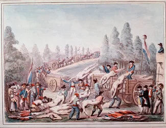 Transport von Leichen während der Revolution (Aquarell, ca. 1790)