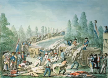 Transport von Leichen während der Revolution, ca. 1790