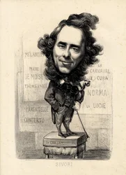 Flugblatt - Illustration von Etienne Carjat (1826-1906): Sivori Camille Camillo (1815-1894)