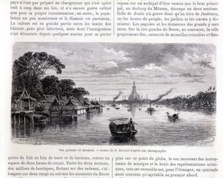 Gesamtansicht von Bangkok. Zeichnung von E. Bocourt