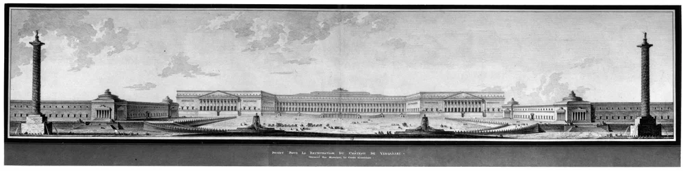 Entwurf für die Renovierung des Schlosses Versailles, Aufriss und Perspektive