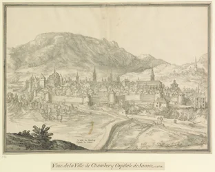 Die Stadt Chambéry, Hauptstadt von Savoyen: Blick auf die Stadt Chambéry, Hauptstadt von Savoyen, 1618