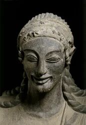 ETRUSKISCHE KUNST: Apollo (Detail). ca. 510-490 v. Chr. Aus Veius, Heiligtum