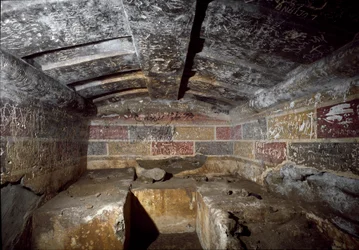 Innenraum des François-Grabes in der Nekropole von Ponte Rotto, 4. Jahrhundert v. Chr. Vulci, Italien