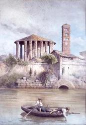 Der Tempel des Herkules vom Fluss Tiber, Rom