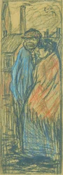 Mann mit Frau in der Vorstadt