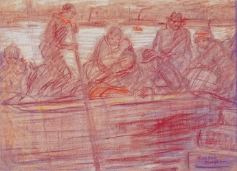 Flüchtlinge (mit Mutter Van Mieghem) auf der Fähre