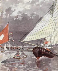 Regatten in Le Havre im Jahr 1892, basierend auf einem Aquarell von Herrn Courboin.