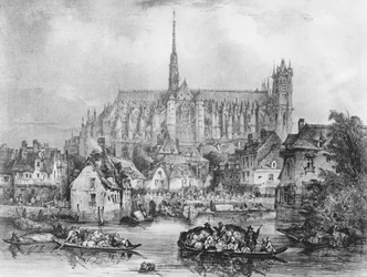 Ansicht der Kathedrale Notre Dame, Amiens, vom Pont Dudon