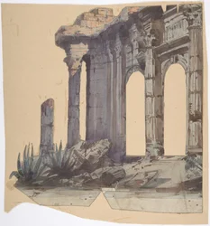 Entwurf für ein Bühnenbild an der Opéra, Paris: Säulenaussenansicht