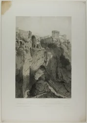 Tivoli: Die Tempel der Vesta und der Sibylle und Ruinen der Grotte des Neptun, Tafel neunzehn aus Italie Monumentale et Pittoresque