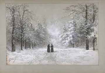 Winterszene mit zwei Männern, 1830-90