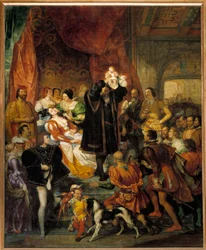 Geburt von König Heinrich IV. am 13.12.1553 im Schloss Pau Jeanne III., bekannt als Jeanne d