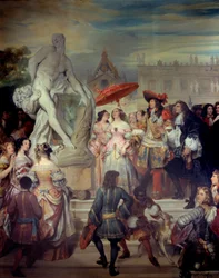 Pierre Puget präsentiert seine Statue Milon von Kroton Ludwig XIV. in den Gärten des Schlosses von Versailles