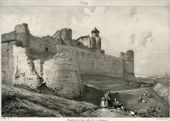 Carcassonne, Stadtmauer, stark beschädigt