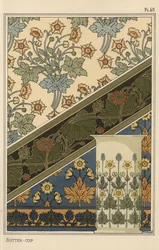 Butterblume in Jugendstilmustern für Tapeten und eine Vase